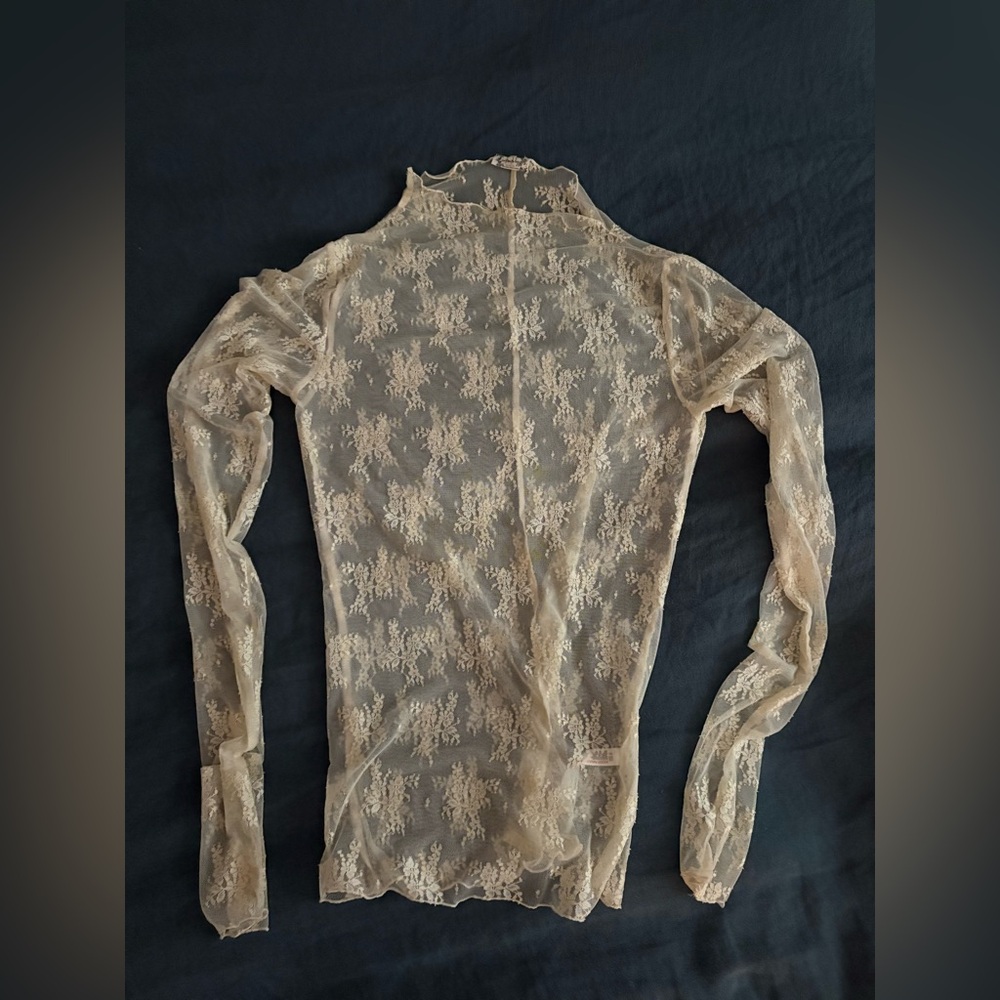 Free People Sheer Lace Top in Cream